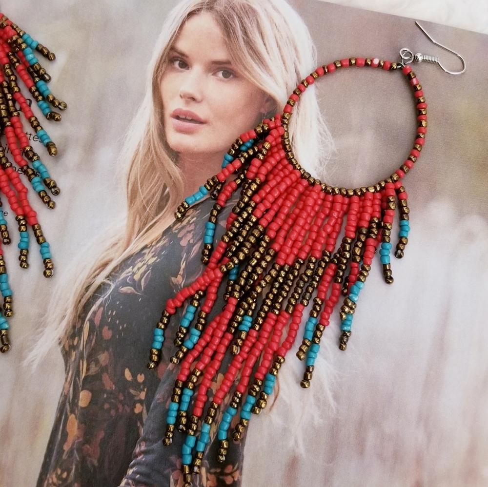 Bohemian Beads Tassel Earrings - Picture 8 of 14